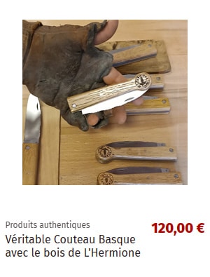 Couteau Basque avec le bois de L'Hermione