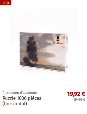 Puzzle 1000 pièces (horizontal) Frégate Hermione